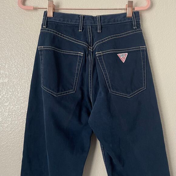 Vintage Guess Jeans Womens Size 26 Blue Denim Button Fly High Rise 90s Y2K Retro - Picture 8 of 13